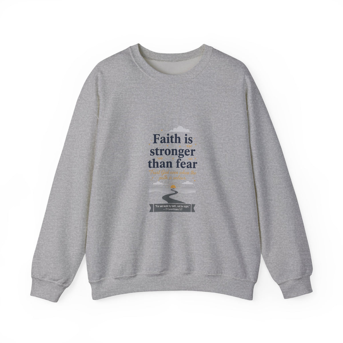 Faith Is Stronger Than Fear Crewneck Sweatshirt | 70s Sunset Retro Palm Graphic