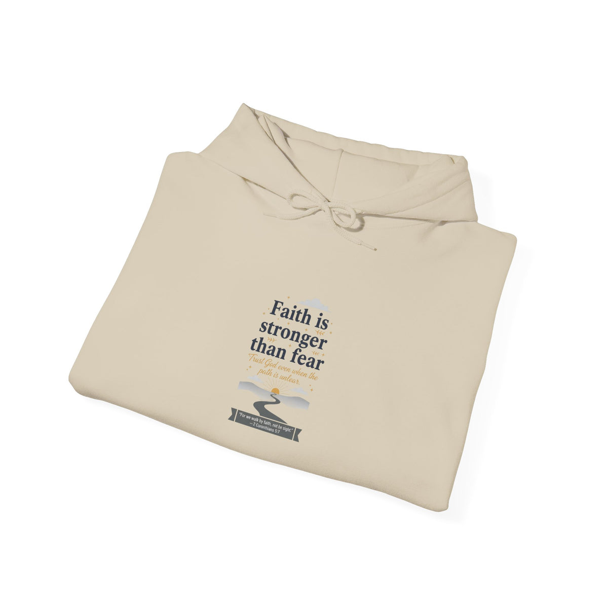 Faith Is Stronger Than Fear Hoodie | vintage postcard, muted 70s sunset