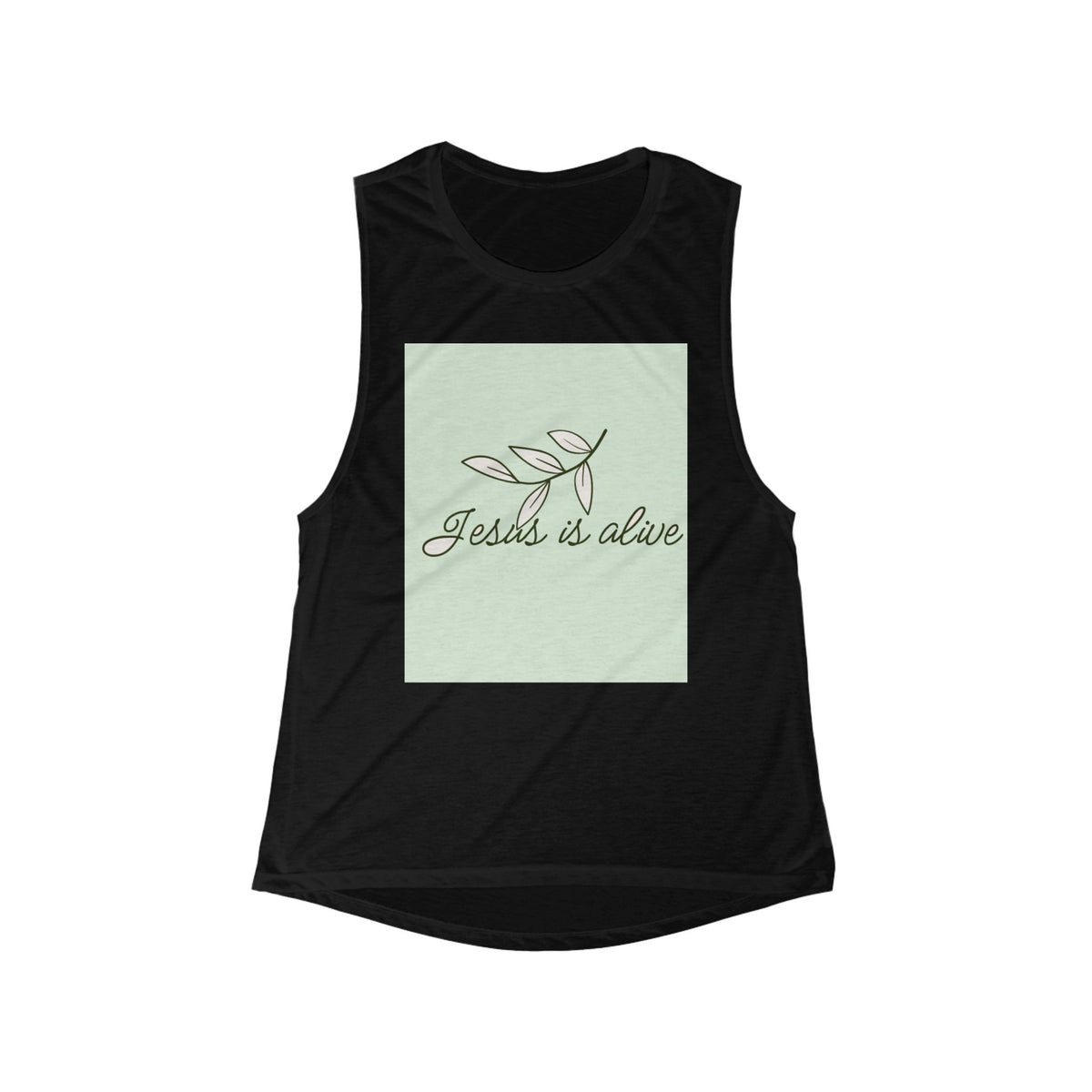 Inspirational Women's Flowy Scoop Muscle Tank - 'Jess's is Alive' for Everyday Motivation, Jesus follower t-shirt, relaxed shirt