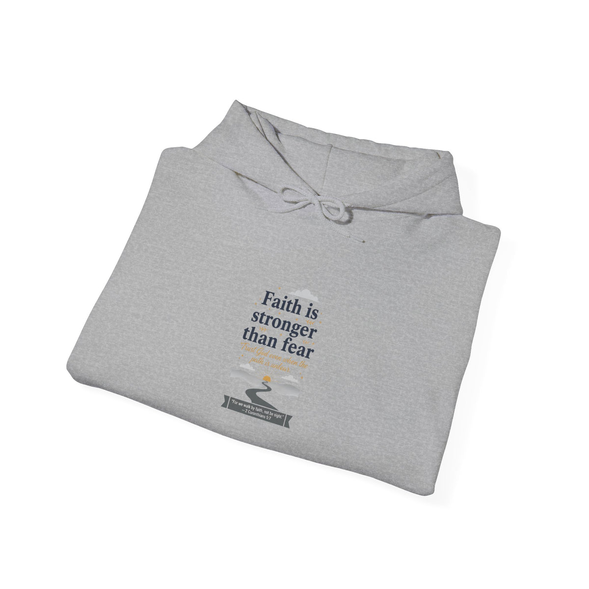 Faith Is Stronger Than Fear Hoodie | vintage postcard, muted 70s sunset