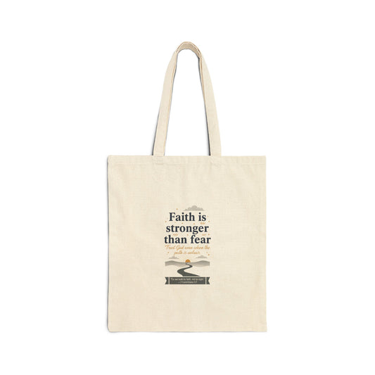 Faith Is Stronger Than Fear Tote | 1970s Analog Sunshine Vintage Sunset Palm Graphic