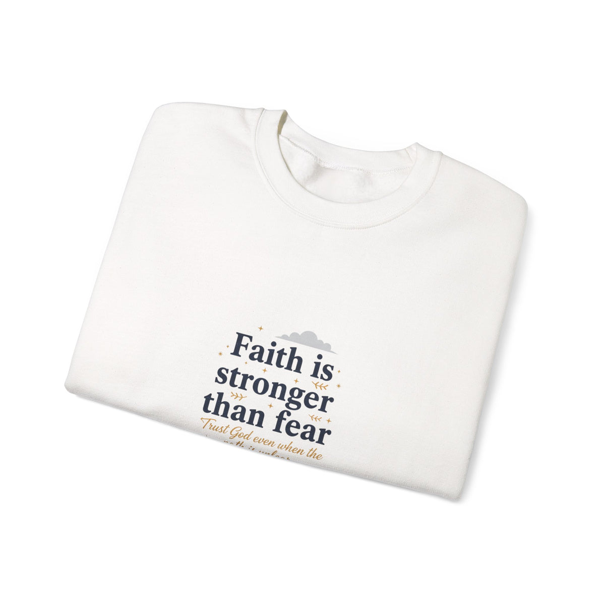 Faith Is Stronger Than Fear Crewneck Sweatshirt | 70s Sunset Retro Palm Graphic