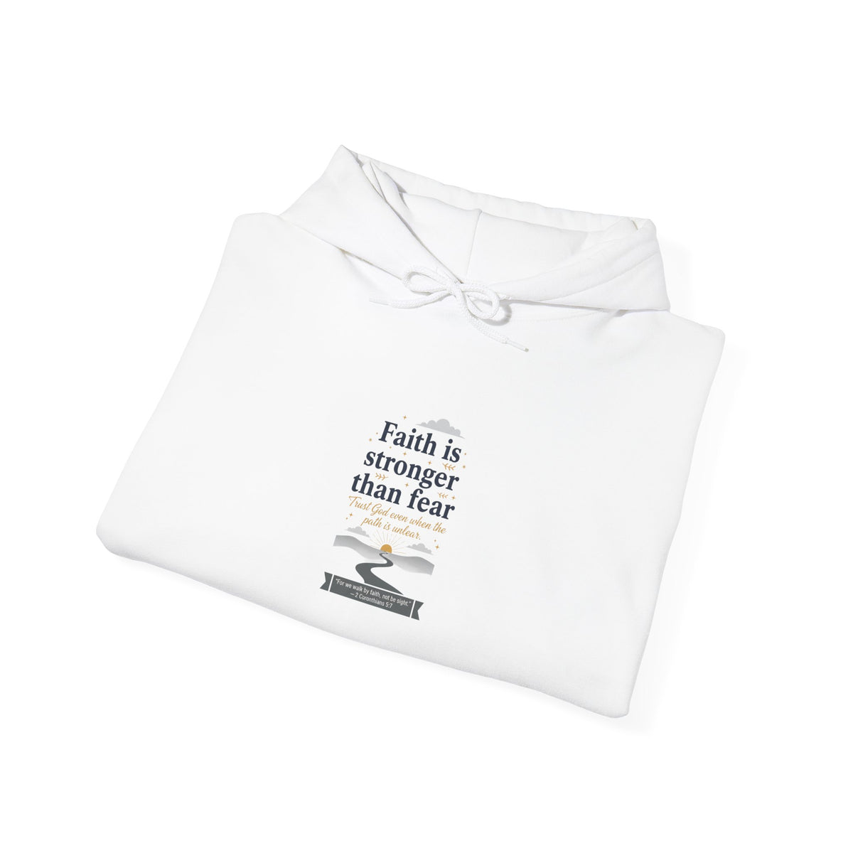 Faith Is Stronger Than Fear Hoodie | vintage postcard, muted 70s sunset