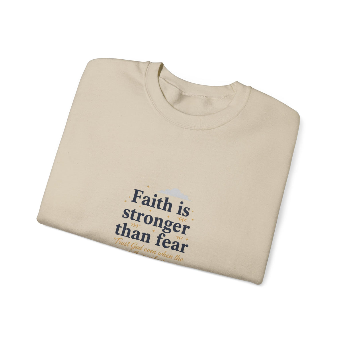 Faith Is Stronger Than Fear Crewneck Sweatshirt | 70s Sunset Retro Palm Graphic